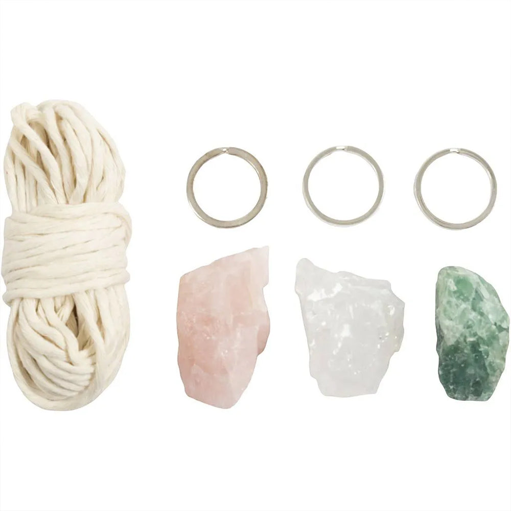 Crystals & Macrame Keyrings | Makes 3 | Mindfulness & Wellbeing Craft Kit