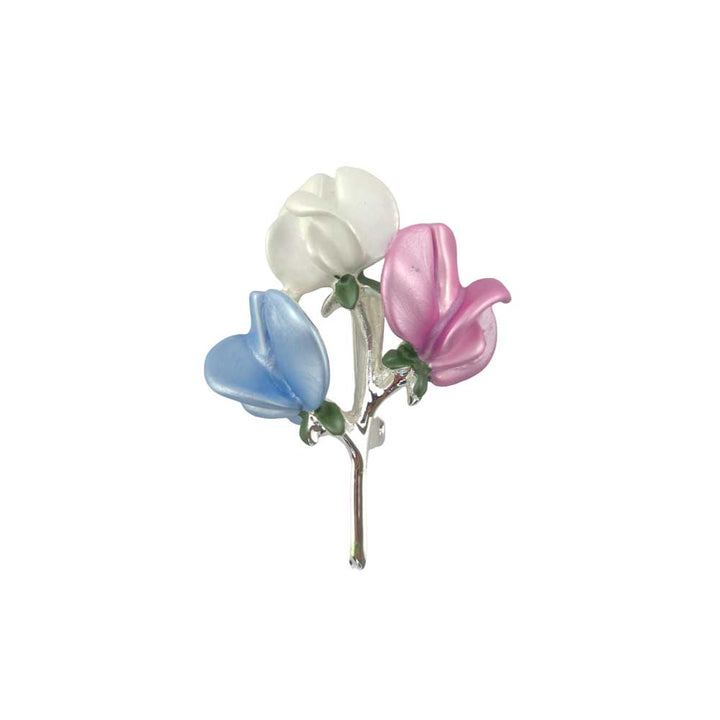 Sweet Pea Bouquet | Silver Tone Brooch | Mini Gift | Cracker Filler