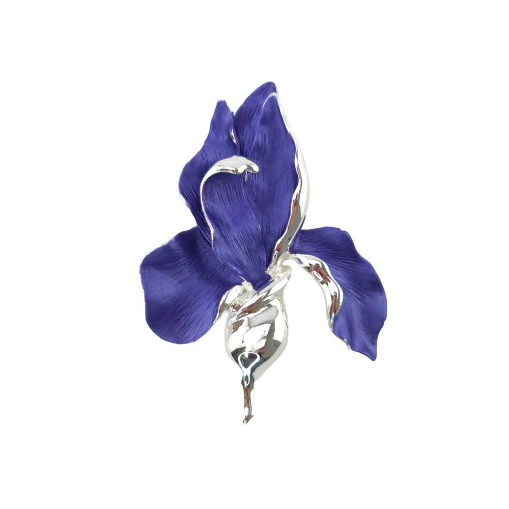 Large Blue Iris | Silver Tone Brooch | Mini Gift | Cracker Filler