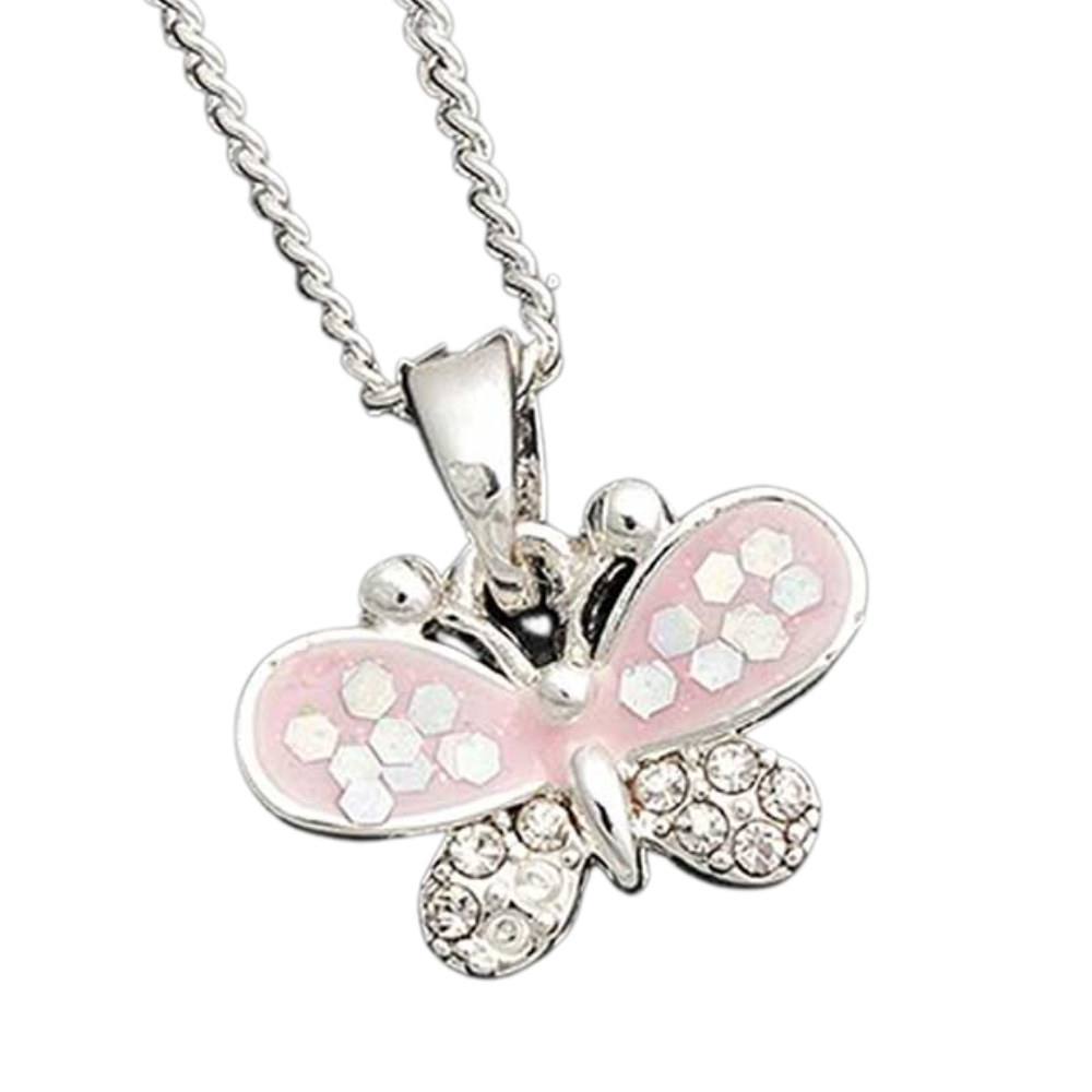 Pretty Pink Butterfly Necklace for Girls | Boxed Jewellery Gift