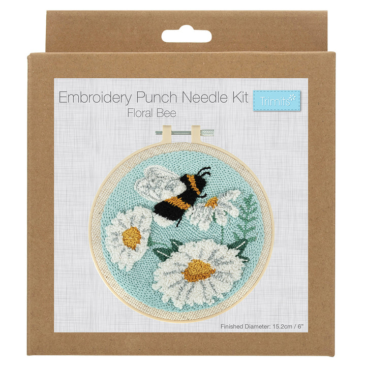 Daisy Bee Hoop | Embroidery & Punch Needle Craft Kit | Gift Boxed Set