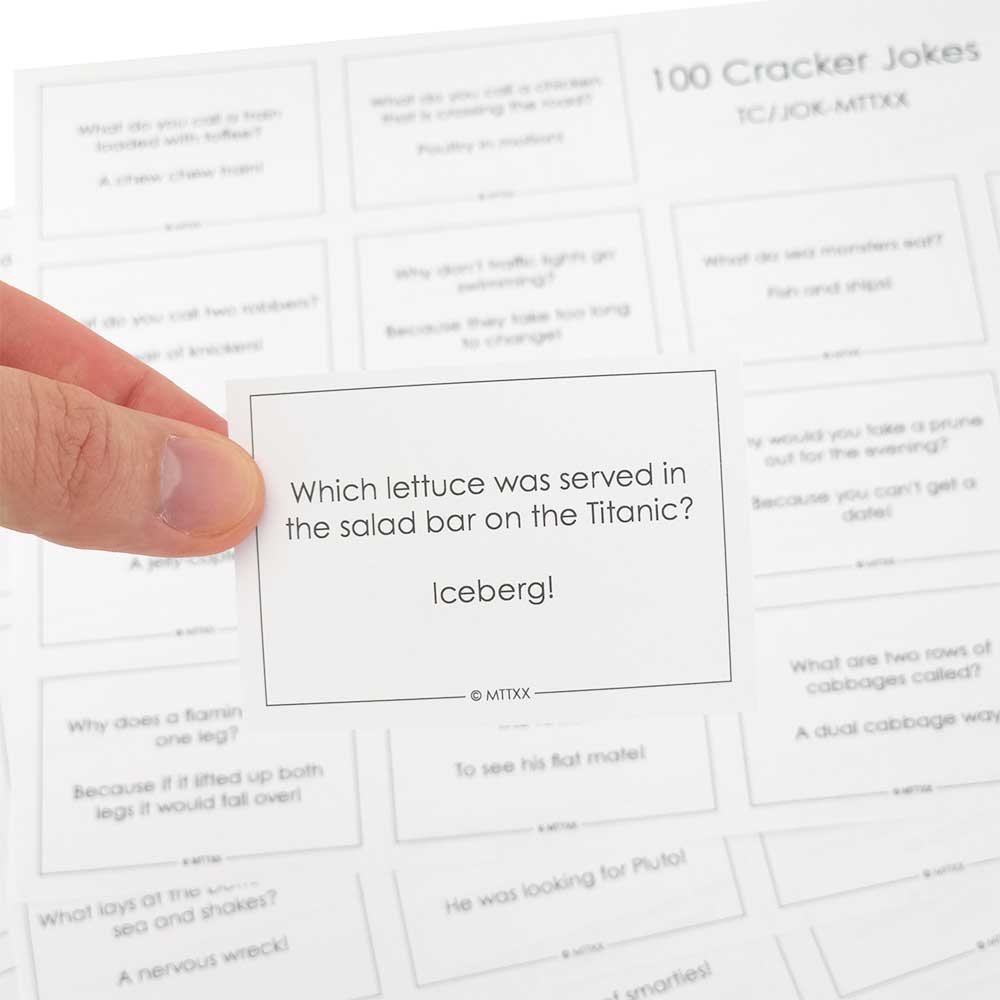 100 Assorted Cracker Jokes | For Cracker Making