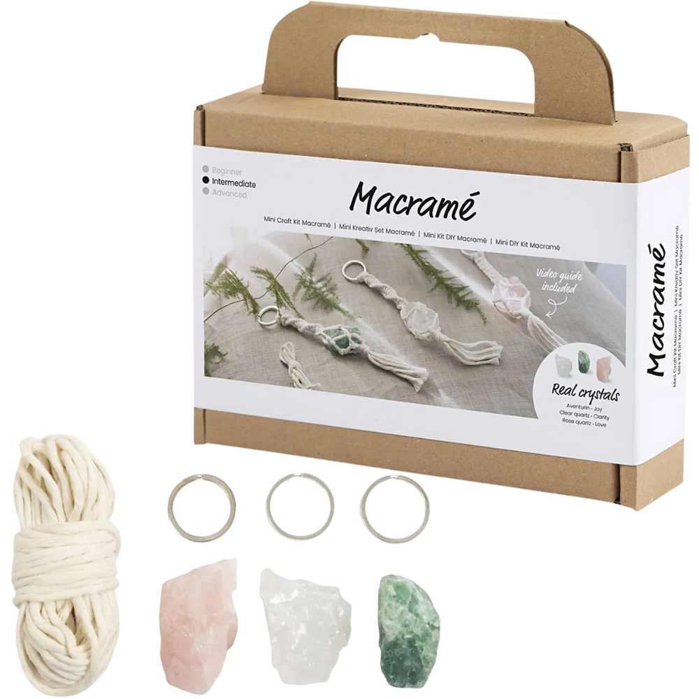 Crystals & Macrame Keyrings | Makes 3 | Mindfulness & Wellbeing Craft Kit