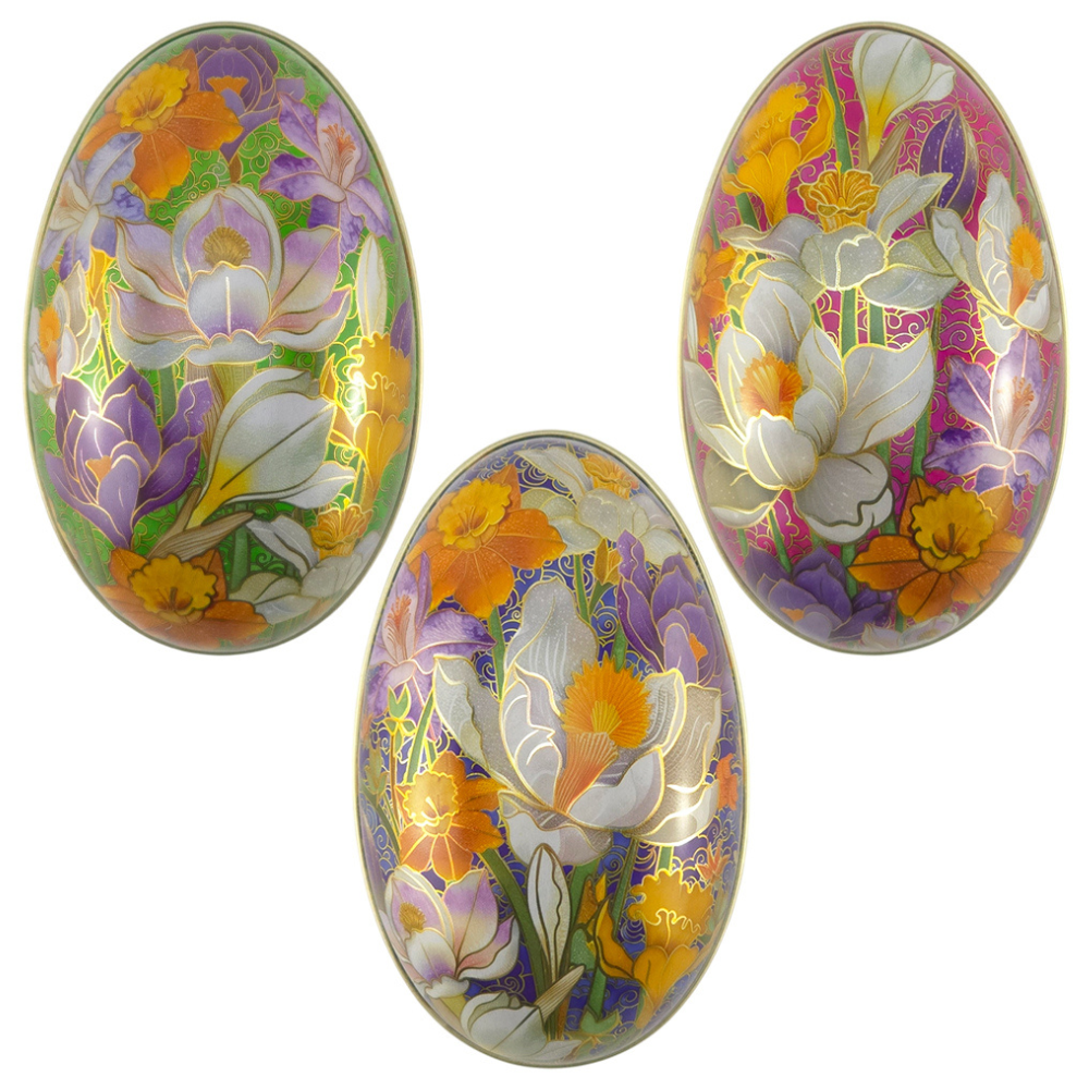 Cloisonne | Two Part Easter Egg | Fillable Tin | Flat Bottomed | 11cm